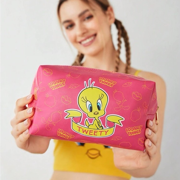 LOONEY TUNES X Rebellious Rose Cartoon Letter Printed Portable Cosmetic Bag - Picture 4 of 5